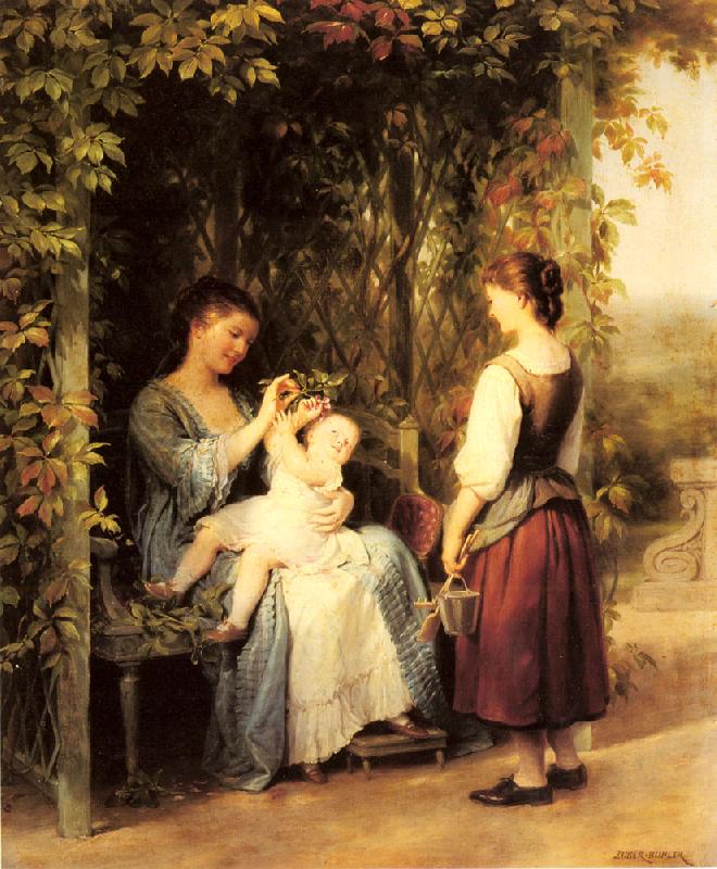 Fritz Zuber-Buhler Tickling the Baby oil painting image